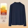 Camada de Base Térmica Masculina Outono/Inverno com Gola Meia-Alta, Toque Premium, Autotérmico, Gola Média, Camiseta Interna Casual de Manga Longa para Homens