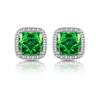 Bolsa Cuadrada Princesa Color Explosivo Transfronteriza Europea y Americana Aretes Flor de Hielo para Mujer Transmisión en Vivo Venta Caliente Aretes de Diamante de Alto Carbono Chapados en Oro Real