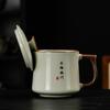 Taza de Té de Cerámica Ruyao con Tapa, Uso Personal, Gran Capacidad, Esmalte Craquelado, Adecuada para Preparar Té, Taza Individual para Uso en Oficina F1