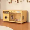 Villa para Gatos Jaula para Gatos Hogar para Mascotas Alojamiento Cría Madera Maciza Cama para Gatos Armario para Gatos Casa de Lujo para Gatos Vitrina Temperatura Constante Tres Niveles