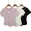 Blusa de Tricô Curta com Gola Azul Marinho Estilo College, Flor Tridimensional, para Mulheres, Verão, Nova, Ajuste Slim, Barra com Fenda