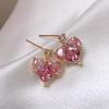 Pendientes de Tuerca de Corazón de Sirena de Moda Aguja Plateada Estilo Dulce Crema Pendientes de Diamante Super Brillantes Pendientes de Lujo Ligero de Alta Gama