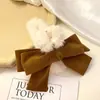 Outono e Inverno Novo Presilha de Garra de Pelúcia com Laço Grande Presilha de Cabelo Feminina Acessórios de Cabelo Vermelho da Internet
