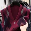Chaleco Cardigan de Punto para Hombre Ropa Interior Otoño Invierno Cálido Ajuste Delgado Chaqueta Chaleco de Punto para Hombre