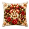 Funda de almohada con estampado de oso dorado, muñeco de nieve y árbol de Navidad temática de regalo, Funda de cojín decorativa para sofá y dormitorio de Navidad