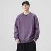 Moletom Patchwork Tendência Marca Estilo Americano Enpu para Homens, Nova Camiseta Pulôver Casual Solta com Gola Redonda para Primavera e Outono para Meninos