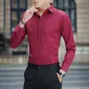Camisa Branca Masculina Manga Longa Moda Outono Trabalho Negócios Slim Fit Coreana Bonita Profissional Social Camisa Masculina Moda