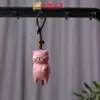 Ciprés Rojo Madera de Haya Talla Gatito Juguetón Colgante de Llave Mochila de Pareja Yiming Xianyuan Colgante Decorativo