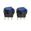 Interruptor Basculante Iluminado Redondo 20mm 12V 20A com Marca CE, Kcd1, Redondo em Cima, Plano em Baixo, 3 Pinos, 2 Posições, com Luz