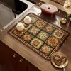 Tapete Retro de Luxo Leve para Bancada de Cozinha, Tapete Drenante de Terra de Diatomáceas, Tapete de Secagem Rápida, Tapete Doméstico Absorvente para Bancada de Pia