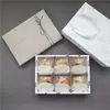 Caja de Empaque para Pastel de Luna de 6 Granos Gris Corazón Helado Caja de Regalo Crujiente de Copo de Nieve Turrón Caja Creativa de Snow Mei Niang Crujiente de Huevo