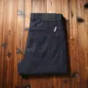 Estação europeia primavera e verão calça masculina fina leve luxuosa cor original lavagem especial azul escuro corte reto slim fit jeans casual de negócios moda