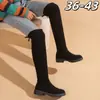 Botas elásticas altas hasta la rodilla para mujer, otoño e invierno, suela gruesa, talla grande nueva, caña alta, en stock, color negro liso, tem2025, moda
