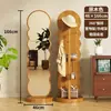 Espejo de cuerpo entero giratorio para dormitorio en casa, espejo de tocador de pie móvil con perchero para ropa y sombreros integrado