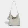 Bolso de Cubo Tejido Nuevo para Mujer, Gran Capacidad, Bolso Tote Portátil de Hombro Cruzado Versátil Retro de Gama Alta