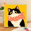 Gatito Lindo con Bufanda Pintura al Óleo Digital para Colorear DIY Interactivo Padre-Hijo Amigable para Principiantes Pintura Decorativa Acrílica