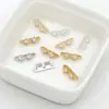Chapado en Oro de 14K Color Duradero Circonita Múltiples Agujeros Tres Filas Separador de Cuentas Broche Pulsera DIY Collar Accesorios D43