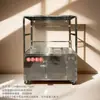 Carrito de Comida de Acero Inoxidable, Carrito para Barbacoa, Carrito Empujado a Mano, Carrito de Exhibición Abierta, Carrito de Comida Rápida, Carrito Móvil, Carrito de Comedor para Exteriores Soldado Integrado