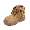 Botas de Moda con Borlas para Niñas Otoño e Invierno 2025 Nuevos Niños Medianos y Grandes Moda Birkenstock Botas Martin Botines Cortos de Princesa para Niñas Pequeñas