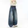Maple House Roupa Masculina / Jeans Reto com Bolso Bordado de Estrela, Calça de Perna Larga Solta Tendência Unissex Comprimento Total