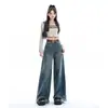 Pantalones de Pierna Ancha con Borde de Piel Estilo Retro Americano para Mujer Otoño e Invierno 2024 Moda Nueva Sueltos Ajustados