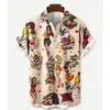 Camisa estampada de manga corta, diseño de gato de dibujos animados de moda de comercio exterior de verano