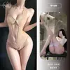 Lencería sexy de Orange Friend, pijama sexy de encaje de una pieza con entrepierna abierta, calientes transparentes con perlas y entrepierna abierta, no es necesario quitar, venta al por mayor 9185