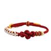 Cuerda de Mano Nudo Ruyi Flor de Durazno para Mujer Tejida a Mano Roja con Cuentas Terminadas Accesorios DIY para Pulsera de Novia
