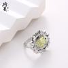Anillo de Cobre Color Zircón Verde Manzana Loto Moda Simple Sin Color Anillo de Dedo Abierto Ajustable de Lujo Ligero para Mujer Todo Fósforo