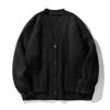 Suéter Cardigan com Textura de Tricô Grosso Outono e Inverno Novo Estilo Japonês Versátil Simples Cor Sólida Malha Jaqueta