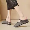 Sandalias Mary Jane de Malla Transpirable con Adorno de Pedrería, Estilo Nuevo Primavera/Verano 2026 para Mujer, Slip-On con Tacón Oculto