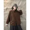 2026 estilo literário lapela algodão cor sólida manga longa blusa primavera e outono novo abotoamento solto vestuário feminino