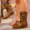 Sapatos Femininos Plus Size de Comércio Exterior, Novo Estilo Outono e Inverno, Bico Fino, Salto Bloco, Botas Curtas de Salto Baixo da Moda para Mulheres