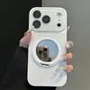 Cristal tipo Hielo Adecuado para iPhone 17 Pro Max Funda Anticaídas para Teléfono con Espejo Giratorio y Soporte Magnético para Serie Apple 16