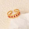 Anel de Zircônia Banhado a Ouro Moda Transfronteiriça Anel Aberto com Óleo Colorido Design Criativo Joias Leves de Luxo para o Dia a Dia