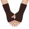 Nuevos Guantes de Lana Acrílica Otoño e Invierno Transfronterizos para Hombres y Mujeres, Cortos, Versátiles, a Prueba de Frío, Protectores de Muñeca Calientes Simples de Medio Dedo