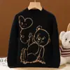 Nuevo Suéter de Punto de Lana Pura Otoño/Invierno 2026 Cuello Redondo Medio Alto Manga Larga Jacquard de Oso Suéter de Lana para Niños
