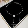 Collar Y Retro Francés Súper Brillante de Circonita Flor Perla para Mujer, Cadena Clavicular Estilo Princesa, Joyería de Nicho Inspirada en Diseño