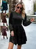 Comercio Exterior Amazon Otoño e Invierno 2025 Transfronterizo Europeo y Americano Vestido de Terciopelo para Mujer, Elegante y Gracioso Vestido de Longitud Media con Cuello Redondo