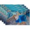 Jogos Americanos de Linho Transfronteiriços Tecido com Estampa de Mármore em Aquarela Nórdica Jogos Americanos Estilo Ocidental Jogos de Mesa Anti-Manchas e Isolantes Térmicos Itens em Estoque Transfronteiriços