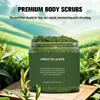 Esfoliante de chá verde e cúrcuma para banho, espuma de banho esfoliante, sal esfoliante para rejuvenescimento e hidratação da pele, sal marinho