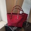 Bolsa de noiva vermelha de grande capacidade para comércio exterior, bolsa tote estilosa para mulheres, nova moda outono e inverno 2024, bolsa de axila