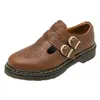 Envío Transfronterizo Botas Martin Casuales Versátiles para Mujer de Cuero Genuino Color Marrón Caballo Loco Talla 35-42 Zapatos Pequeños de Cuero Genuino Color Marrón Caballo Loco con Doble Hebilla para Mujer