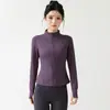 Chamarra Deportiva Casual de Doble Uso para Mujer, con Solapa Pequeña, Cierre Completo, Alta Elasticidad, Transpirable, Agujeros para Pulgar, Manga Larga