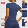 Camiseta Feminina de Verão Slimming de Manga Curta Ajustada Transfronteiriça Fitness Corrida Slim Yoga