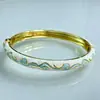 Novo Bracelete de Esmalte com Padrão de Nuvem Estilo Chinês, Bracelete Nacional em Cloisonné com Gotejamento de Óleo e Cravejado com Diamantes, Joia de Mão para Qipao e Hanfu