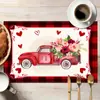 Série Dia dos Namorados com Estampa de Amor em Algodão e Linho Jogos Americanos Transfronteiriços Casa Restaurante Jogos de Mesa Isolantes Jogos de Mesa para Comida Ocidental