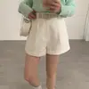 Shorts estilo minimalista coreano de cintura alta em linha A com cinto, calça social de Tencel com caimento, emagrecem e valorizam silhuetas petites