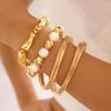 Lingge Jewelry Pulsera Abierta Geométrica de Línea Transfronteriza Set Pulsera de Abalorios Estilo Punk Pulsera Dorada