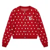Nuevo cárdigan de punto con bordado de letras estilo coreano y lunares para otoño e invierno para mujer, estilo suave y dulce, abrigo suéter holgado